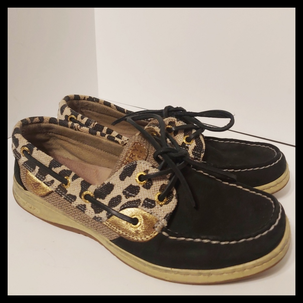 Sperry Top Sider leopard boat shoes 8.5
